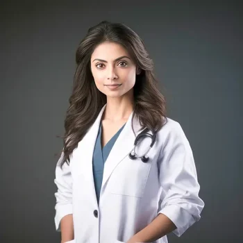 Young female doctor standing confidently
